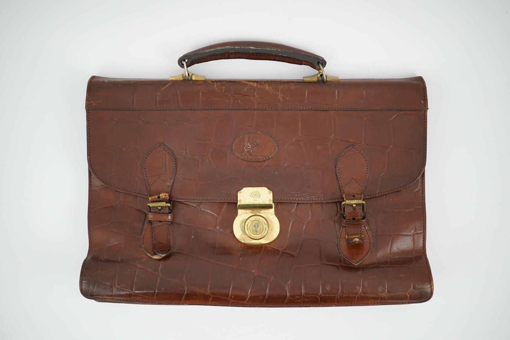 A vintage Mulberry 'faux' crocodile briefcase
